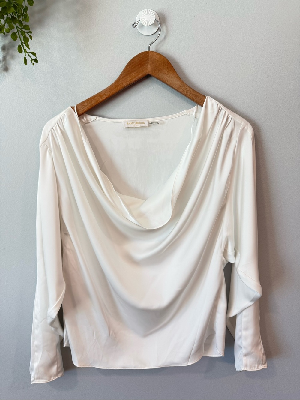 Ramy Brook White Cowl Neck Top Sz Small
